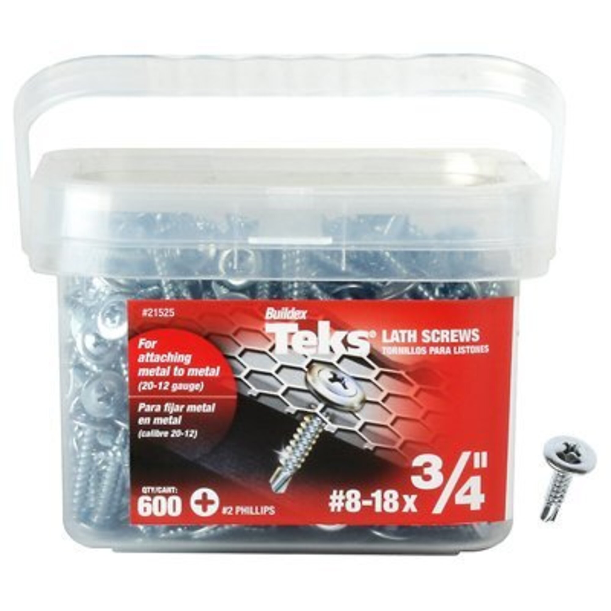 Teks Phillips Drive Pan Head Zinc Screws - #8 x 3/4in., 600 Pk, Model# 21525